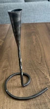 HAND FORGED METAL PRIMITIVE CANDLE STICK HOLDER HALLMARKED 9.5” TALL