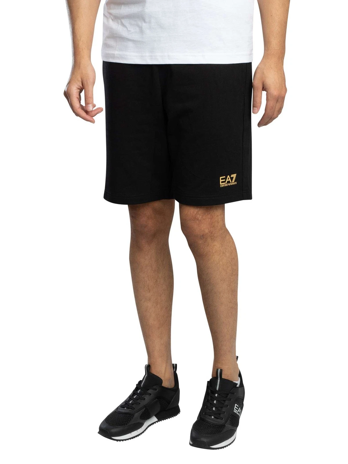EA7 Men's Leg Logo Sweat Shorts, Black