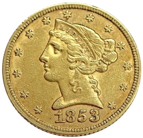 1853-P Liberty Half Eagle — photo from the most recent tracked eBay sale