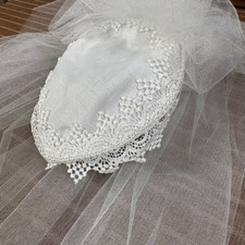 Vintage Veil Ethereal Juliet Cap Hat Beaded Lace Trim Wedding Bridal Tulle