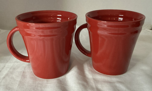 Rachael Ray Double Ridge, Solid Red Coffee/Tea Mugs - Set of 2