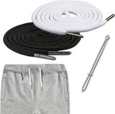 2Pcs 46 Inch Cotton Drawstring Replacement with Metal Tips, Premium Hoodie Strin