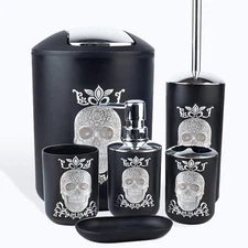 Halloween Bathroom Accessories Set 6 Piece Plastic Bathroom Ensemble Soap Dis...