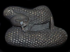 SL13121 VERY COOL VINTAGE 1970s **RATTLESNAKE** BRASSTONE BELT BUCKLE