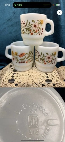 Fire King Anchor Hocking Vintage Milk Glass Coffee Cups D Handle