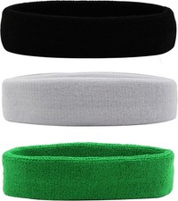 Stirnband Sport unisex 3 St&uuml;ck schwarz wei&szlig; f&uuml;r Jogging Fahrrad Tennis
