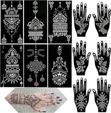 Henna Tattoo Stencils kit, 12 Sheets Temporary 7.6inchesx4.1inches