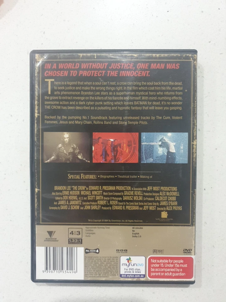 The Crow (DVD, 1994) - image 2 of 3