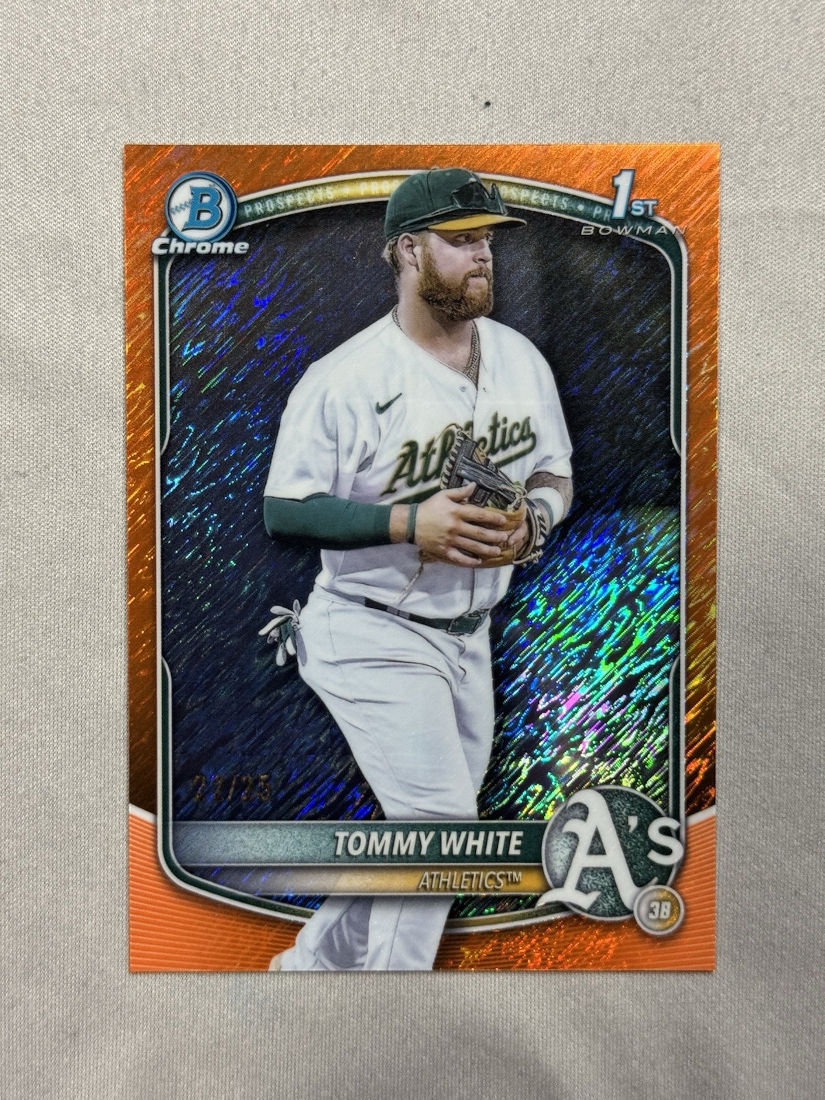 2025 Bowman Chrome Prospects Tommy White #BCP-251 Orange Shimmer /25