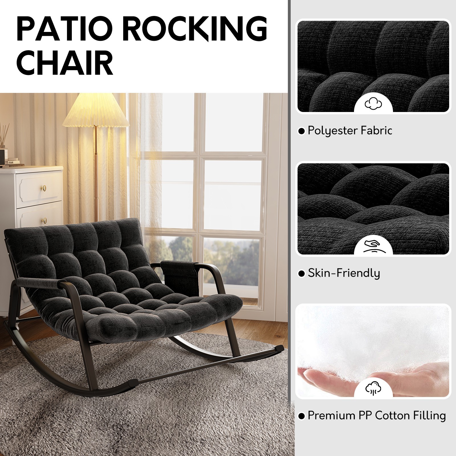 Grand patio Outdoor Rocking Chair Oversized Papasan Rocking Chair ...