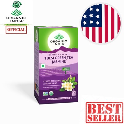 Tulsi Jasmine Green Tea Organic India USA ORGANIC IMMUNITY SHIELD OFFICIAL