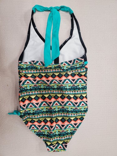 Joe Boxer 1pc adorable green/multicolor with shapes swimsuit size M (8-10) - Picture 4 of 5
