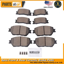 8pcs Front and Rear Ceramic Brake Pads for 2002 - 2006 Toyota Camry 2.4L 3.0L