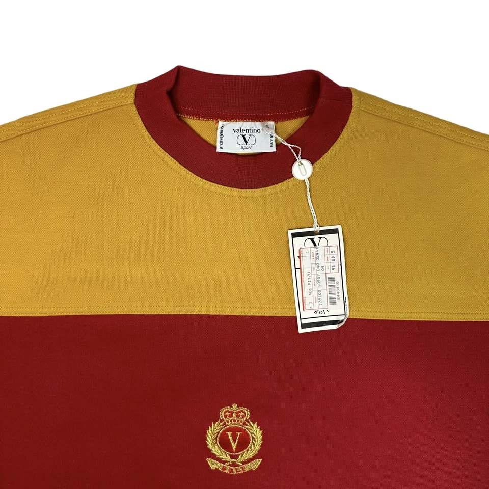 Jersey deportivo vintage Valentino amarillo y rojo para hombre grande hecho en Italia nuevo con etiquetas años 80’s Foto 4 de 4