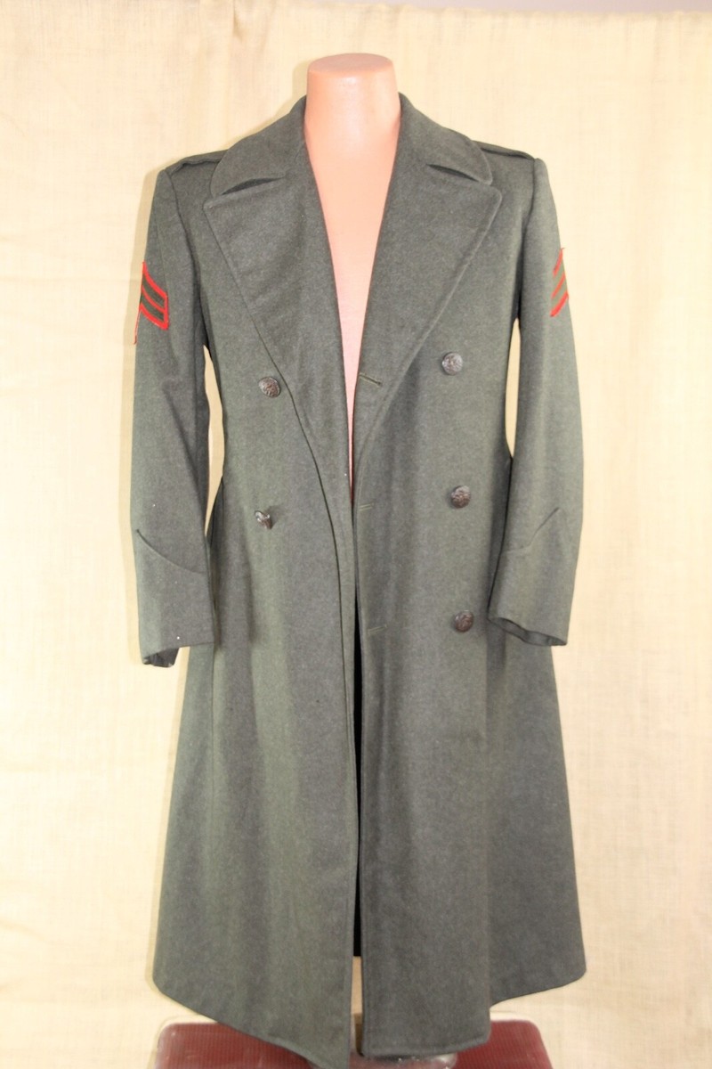 Vintage USMC Marine Corp Heavy Wool Service Coat Overcoat chevrons 36/38 |  eBay