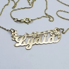 10K Yellow Gold Personalized Handmade Name Pendant with/out Singapore Chain
