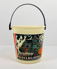Vintage 1992 Coca Cola Happy Halloween Plastic Bucket Pail Haunted House