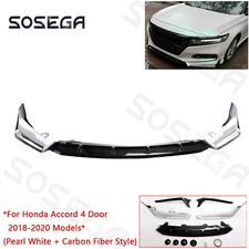 For Honda Accord 2018-2020 Painted Carbon & Pearl White 5Pc Front Bumper Lip Kit