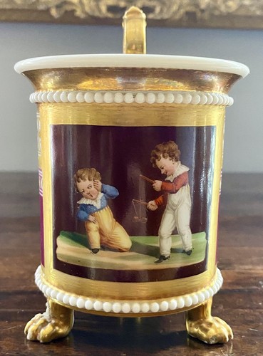 1800s OLD PARIS COFFEE CAN CUP HP JEWELED 5.25”H - Picture 18 of 21