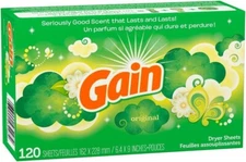 Gain Dryer Sheets 120 Ct Original Scent Softens Fabric & Fights Static
