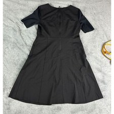 Elie Tahari Fit & Flare Scuba Dress Short Sleeve Knee Length Size 12 Black