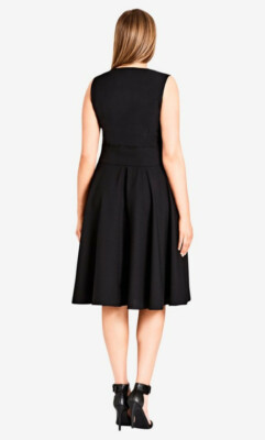 CITY CHIC Black Lace-Up Corset Belted Waist Flare Cocktail LBD Dress XS = 14W 0X CITY CHIC Black Lace-Up Corset Belted Waist Flare Cocktail LBD Dress XS = 14W 0X