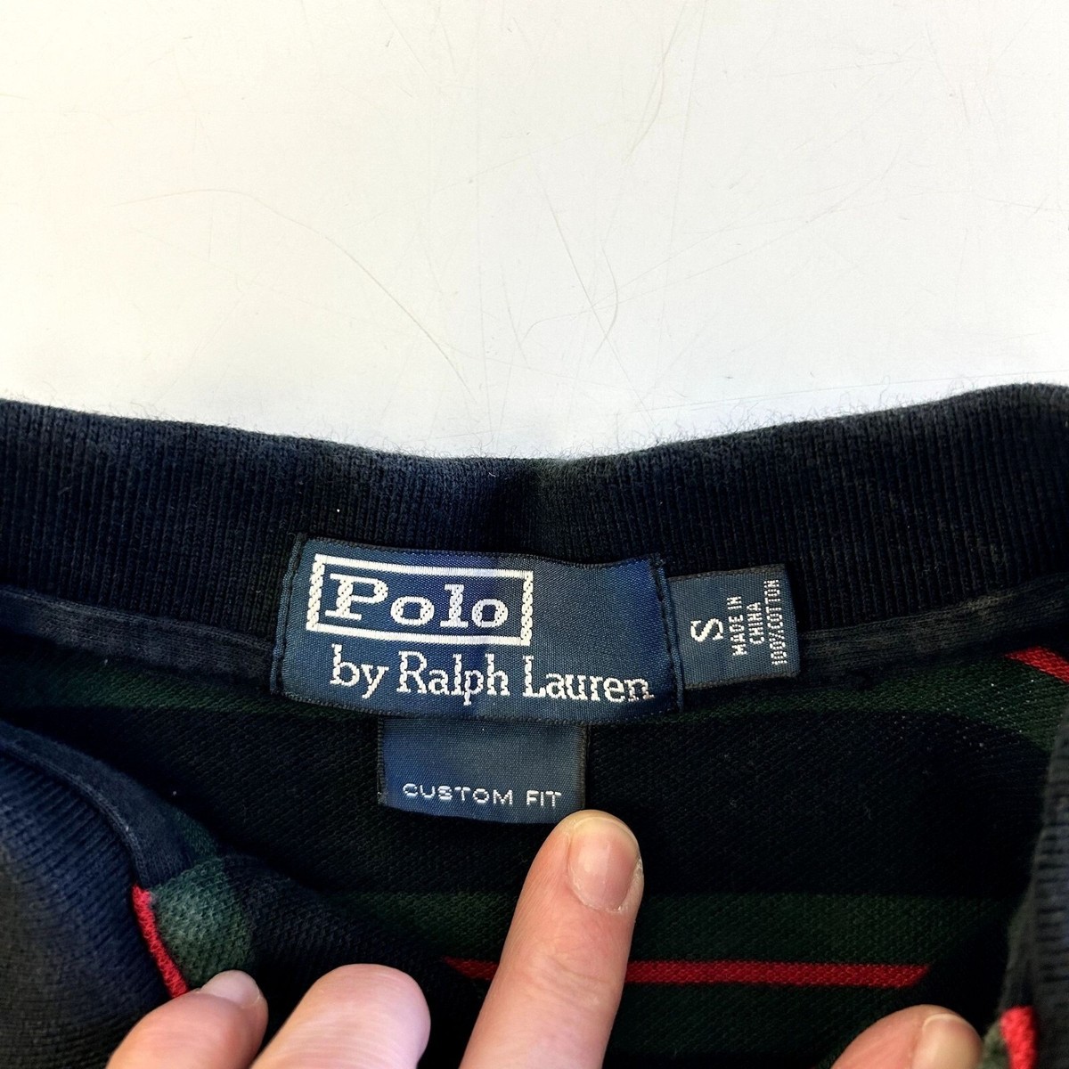 Vintage 90's Ralph Lauren Men Black Red STRIPE Polo PONY
