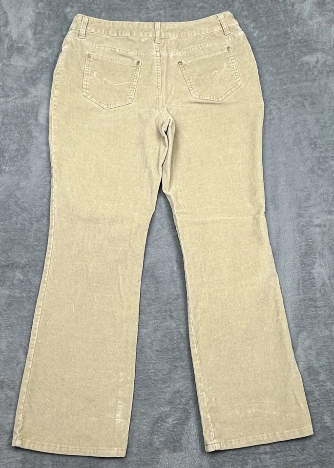 Pantalones de pana St Johns Bay para mujer Petite 12P (32x28,5) beige tostado bota elástica Foto 4 de 4