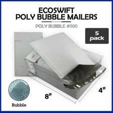 5 000 4x8 "EcoSwift" Brand Poly Bubble Mailers Small Padded Envelope 4" x 8"