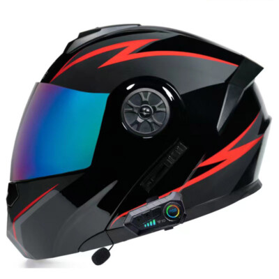 Motorcycle Bluetooth Full Face Flip Up Helmet with Sun Visor
