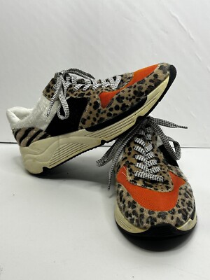 White Raven Women's Sz 10 Spice Leopard Print Running Sole Sneakers