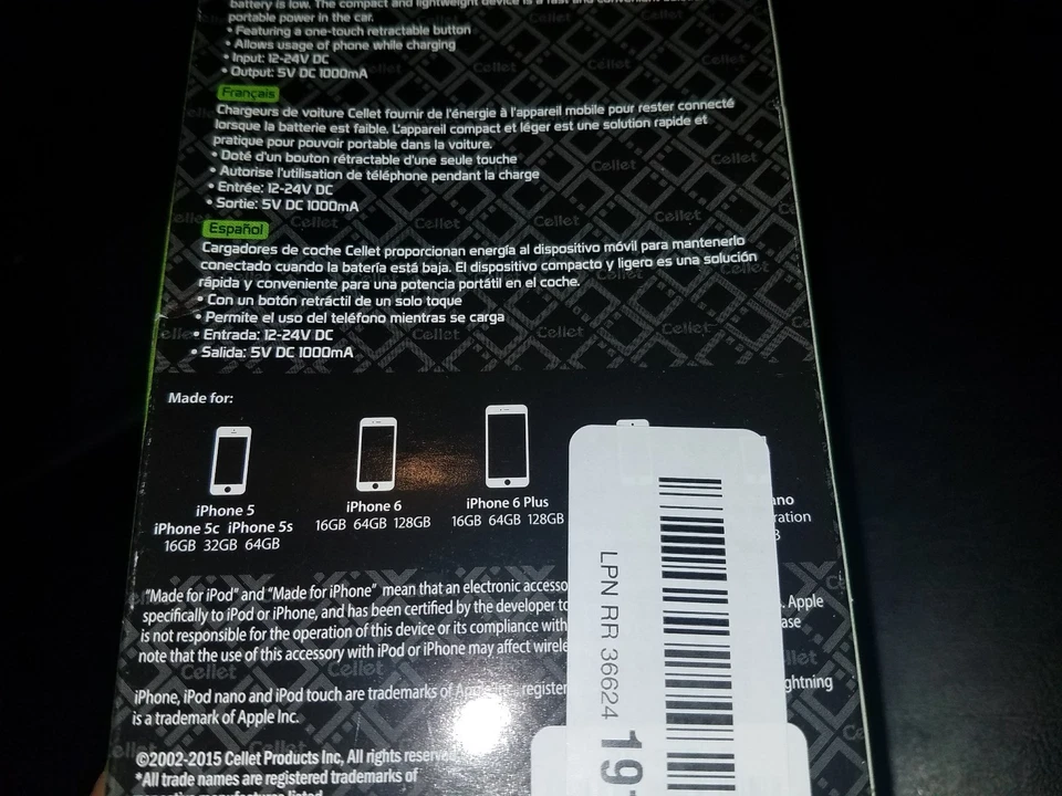 Cellet 5 Watt 1 Amp Micro USB Retractable Cell Phone Car Charger - Image 4 of 4