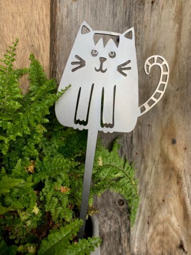 KATZE KÄTZCHEN PFLANZTOPF PFAHL PFLANZGEFÄSS GARTEN STAHL SPIKE DEKOR GESCHENK 4 - Bild 2 von 3