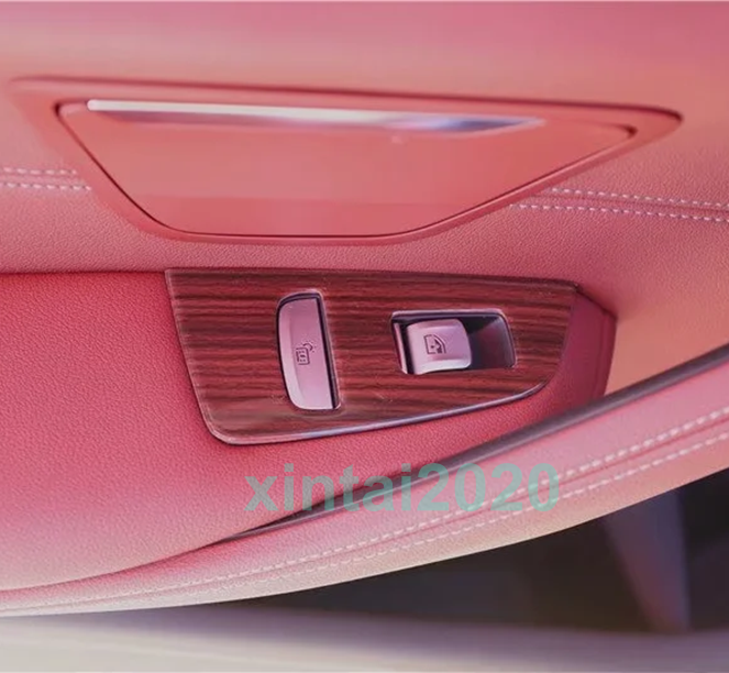 Red Wood Grain Inner Car Window Switch Cover Trim For BMW 5 Series G30