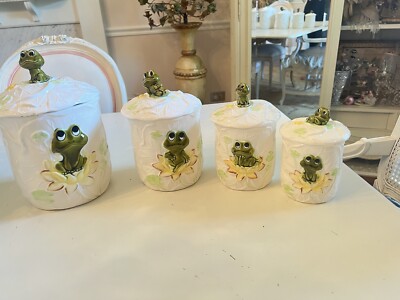 🐸NEIL THE FROG Vintage 1979 Canister Set 4 Lids Sears Roebuck
