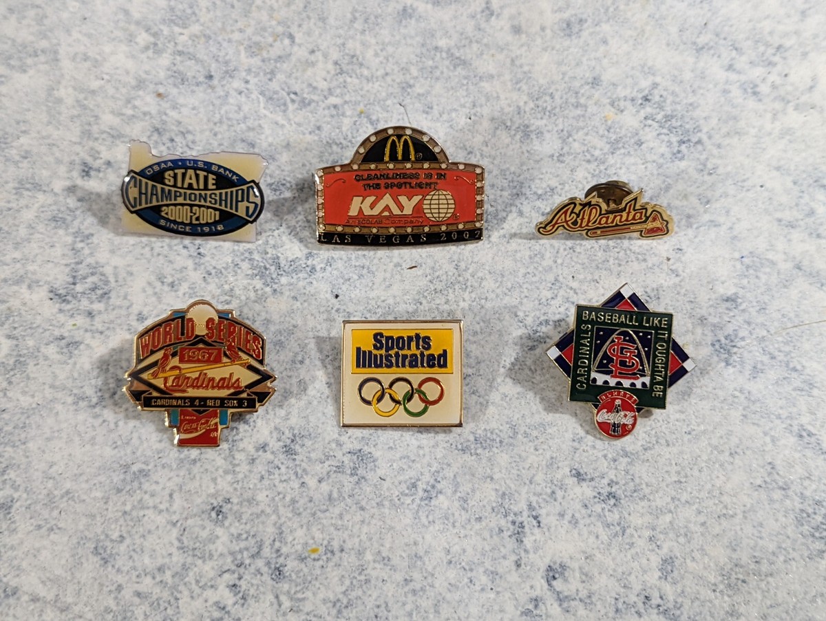 Mixed Lot of 6 Vintage Baseball Sports Enamel Clutch Back Lapel
