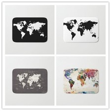 Image of water absorption commercial door mat vintage world map printed carpet flannel