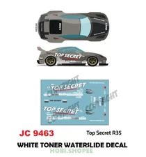 JC-9463 White Toner Waterslide Decals # TOP SECRET R35 - Diecast 1:64 Hot wheels