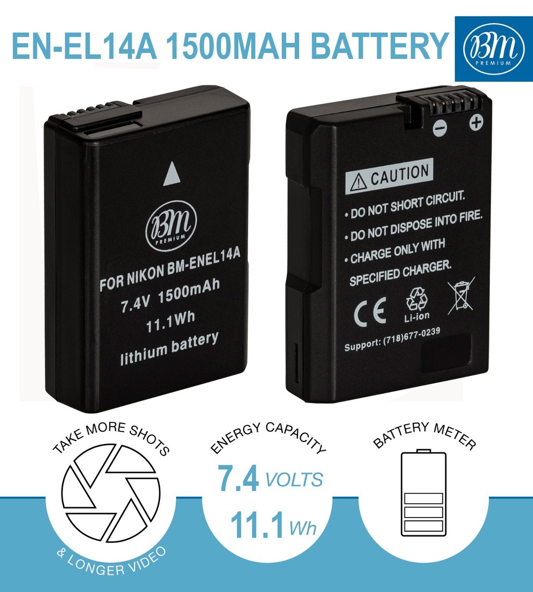 Homesuit EN-EL14 EN-EL14a Battery And Rapid LCD Charger Kit For Nikon