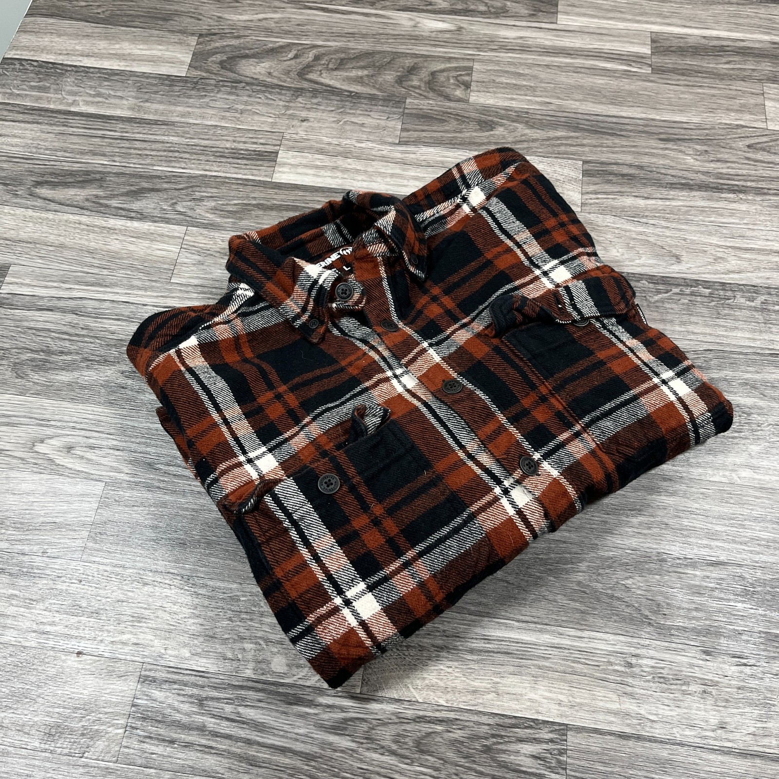 WOLVERINE Button Down Collared Brown Plaid Casual… - image 1