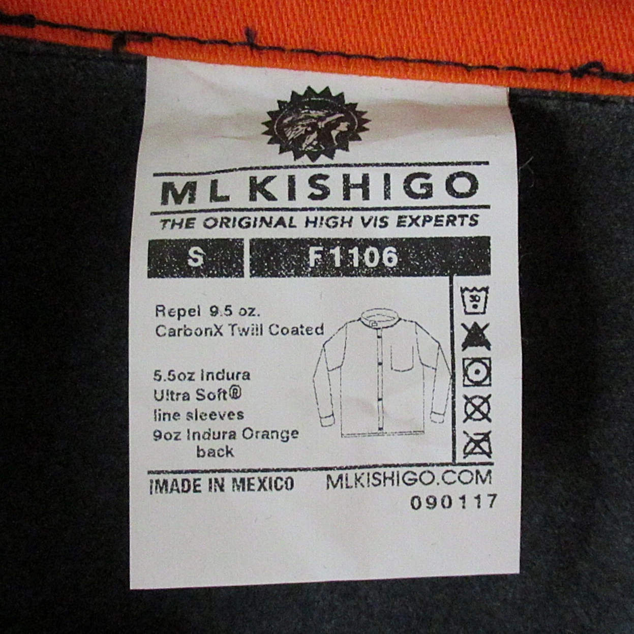 ML Kishigo F1106 High Vis FR Flame Resistant CarbonX Weld Jacket Shirt - SMALL - product detail image 7