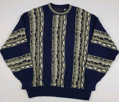 Vintage 90s American Priority 3d Texture Pattern Knit Sweater USA Made Coogi Vtg