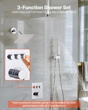 Shower Faucet Set, 12 Inch Thermostatic Ceiling Mount Rainfall Shower System wit