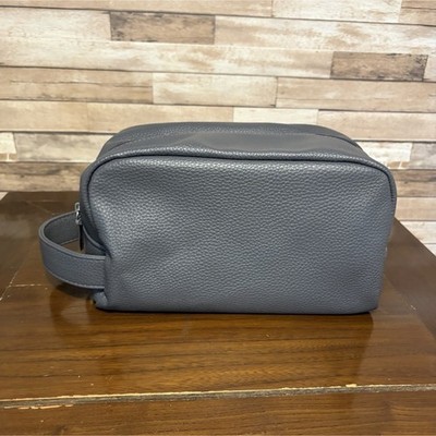 Sephora Gray Pebbled Faux Leather Zip Toiletry Bag Travel Dopp Kit
