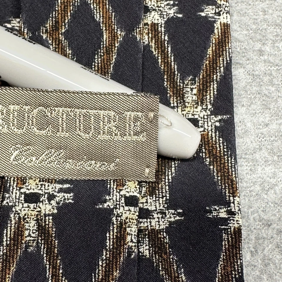 Vintage Structure Le Collezioni 100% Silk Navy Geometric Necktie 90s Y2K USA - Image 3 of 4