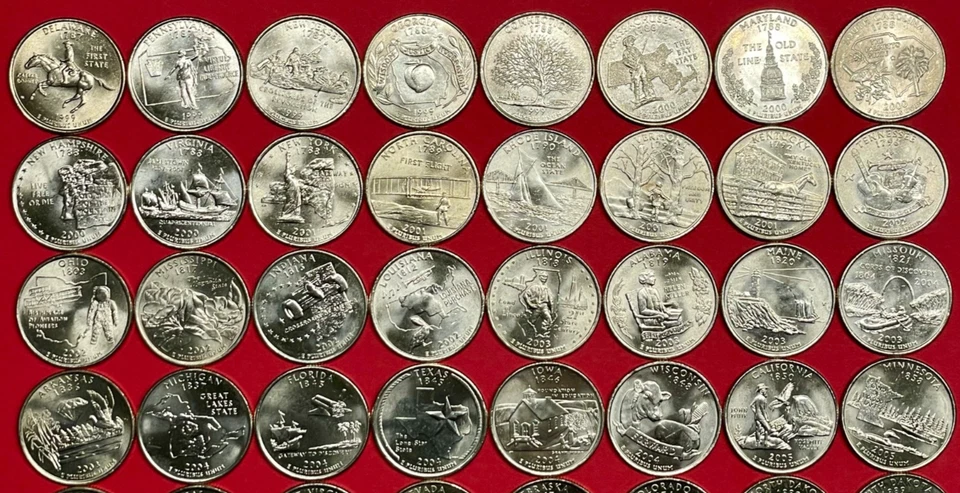Complete 56 Coin State Quarter and US Territory Set ~ BRILLIANT UNCIRCULATED - Image 2 of 4