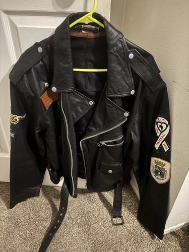 Vintage Volutti  Leather Jacket Motorcycle Punk Heavy Metal Pantera!  Rare Sick! - product listing photo