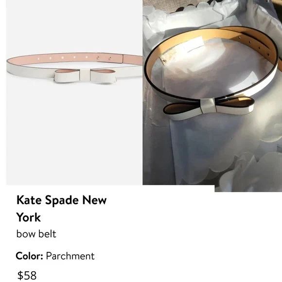 Kate Spade Off White Bow Accent Belt NWT kate spade new york White Belts for Women for sale | eBay main image 2