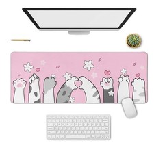 Cat Paw Gaming Mouse Pad - Large Kawaii Cherry Blossom Anime, Pink XL, Sakura...