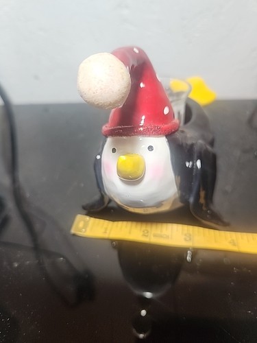 Penguin Votive Candle Ceramic Holder Christmas 6x4” - Picture 3 of 6